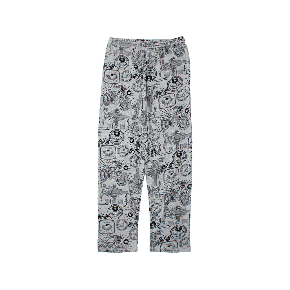 GREY MOTOR BIKE PRINTED PAJAMA FOR GIRLS