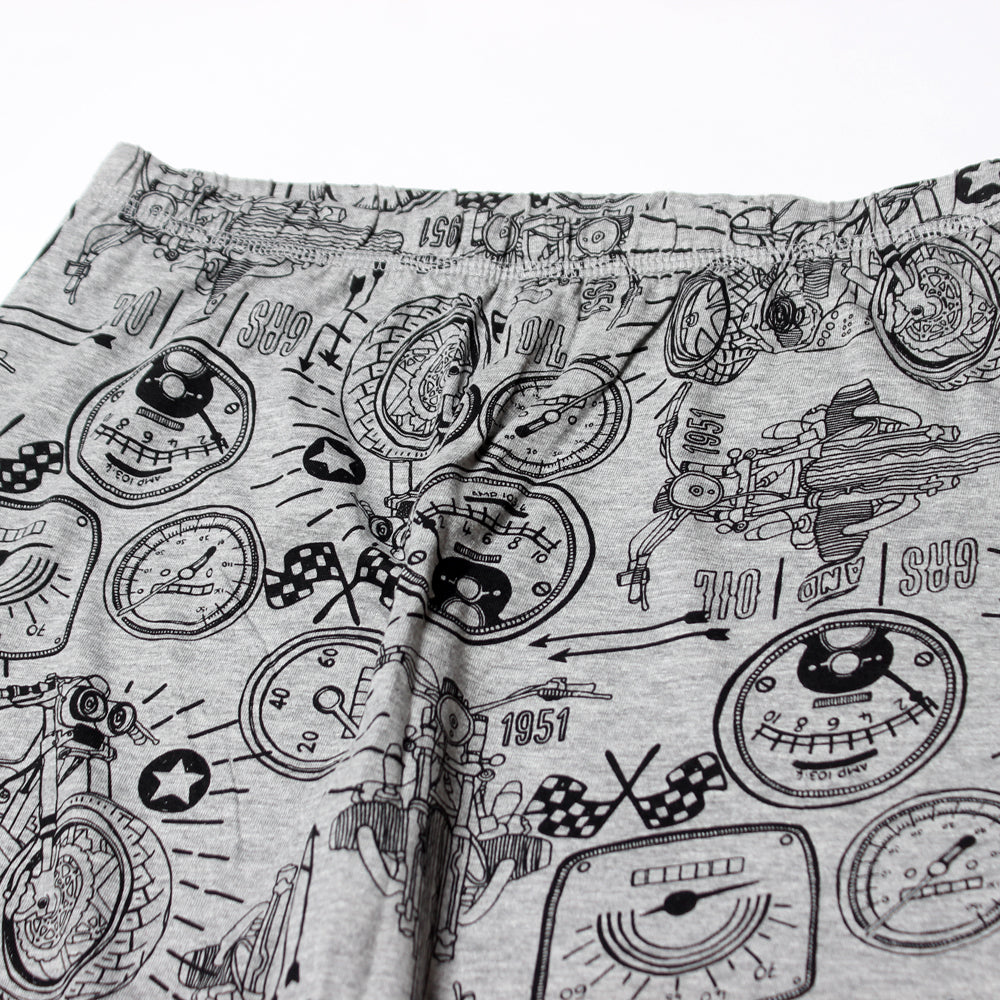 GREY MOTOR BIKE PRINTED PAJAMA FOR GIRLS