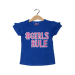 Load image into Gallery viewer, NEW ROYAL BLUE GIRLS RULE PRINTED HALF SLEEVES T-SHIRT TOP
