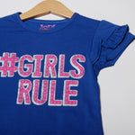 Load image into Gallery viewer, NEW ROYAL BLUE GIRLS RULE PRINTED HALF SLEEVES T-SHIRT TOP
