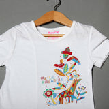 NEW WHITE PARADISE PRINTED HALF SLEEVES T-SHIRT TOP
