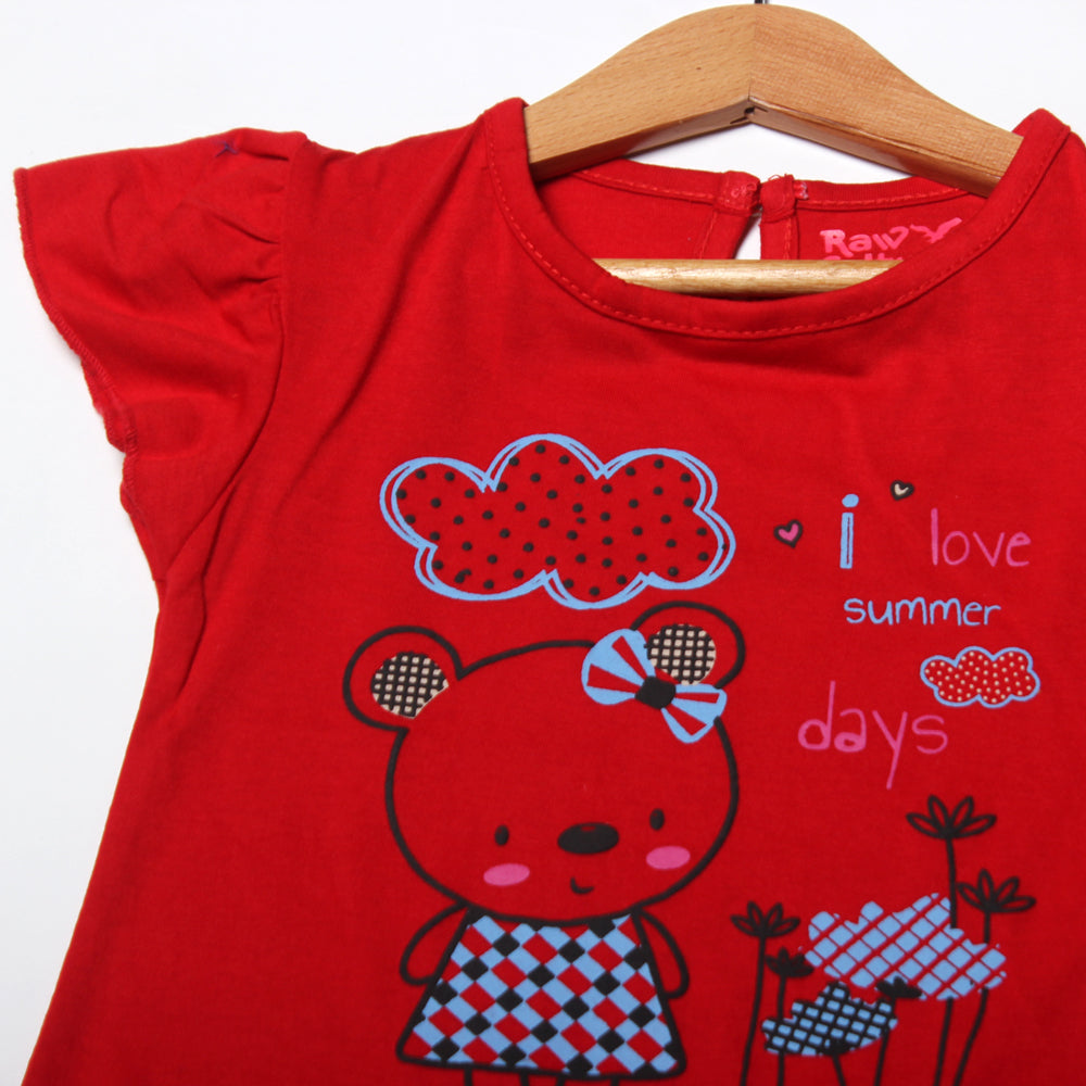 NEW RED LOVE SUMMER DAYS PRINTED HALF SLEEVES T-SHIRT TOP