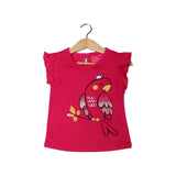 NEW BLUSH PINK PARROT PRINTED HALF SLEEVES T-SHIRT TOP