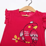 NEW BLUSH PINK PARROT PRINTED HALF SLEEVES T-SHIRT TOP