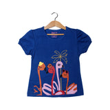 NEW ROYAL BLUE 4 BIRDS PRINTED HALF SLEEVES T-SHIRT TOP