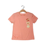 NEW PEACH LAUGH FLOWER & SMILE PRINTED HALF SLEEVES T-SHIRT TOP