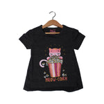 Load image into Gallery viewer, NEW CHARCOAL GREY MEOW CORN PRINTED HALF SLEEVES T-SHIRT TOP
