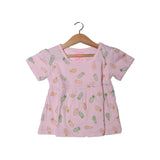 NEW BABY PINK PINEAPPLE PRINTED HALF SLEEVES T-SHIRT TOP