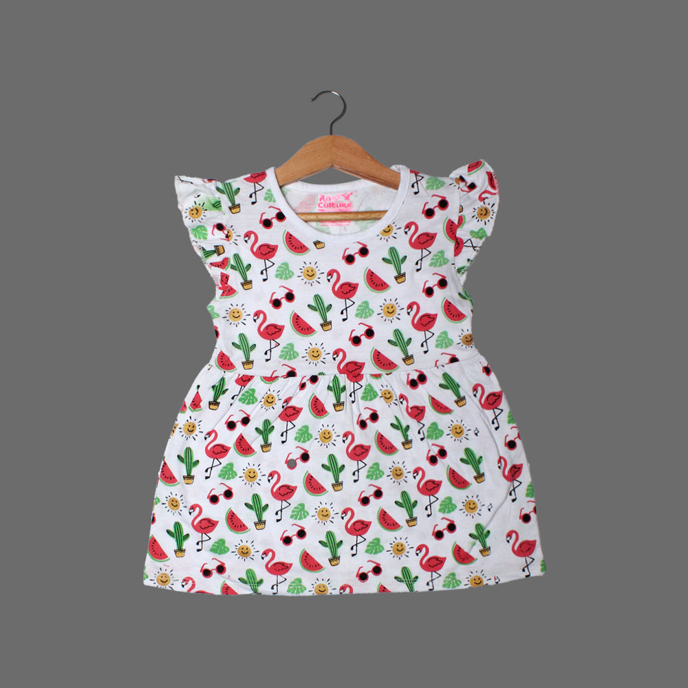 NEW WHITE WATER MELON & GLASSES PRINTED HALF SLEEVES T-SHIRT TOP