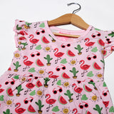 NEW BABY PINK WATER MELON & GLASSES PRINTED HALF SLEEVES T-SHIRT TOP