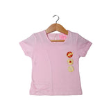 NEW BABY PINK LAUGH FLOWER & SMILE PRINTED HALF SLEEVES T-SHIRT TOP