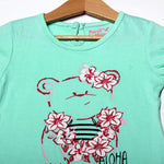Load image into Gallery viewer, NEW SEA GREEN ALOHA BEAR PRINTED HALF SLEEVES T-SHIRT TOP
