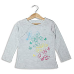 Load image into Gallery viewer, NEW LIGHT GREY BUTTERFLY PRINTED T-SHIRT FOR GIRLS
