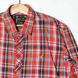 NEW ORANGE CHEKERED FULL SLEEVES CASUAL SHIRT FOR BOYS
