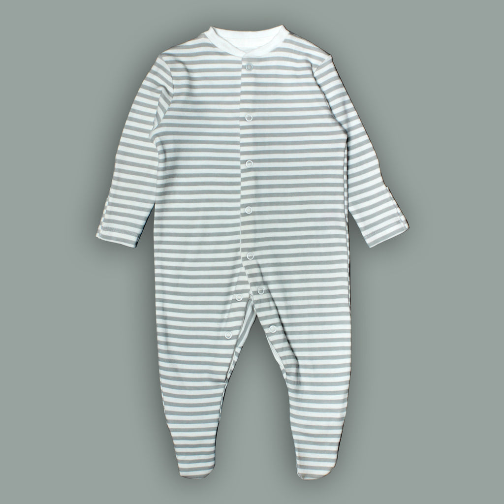 NEW GREY STRIPES FULL BODY FULL SLEEVES ROMPERS