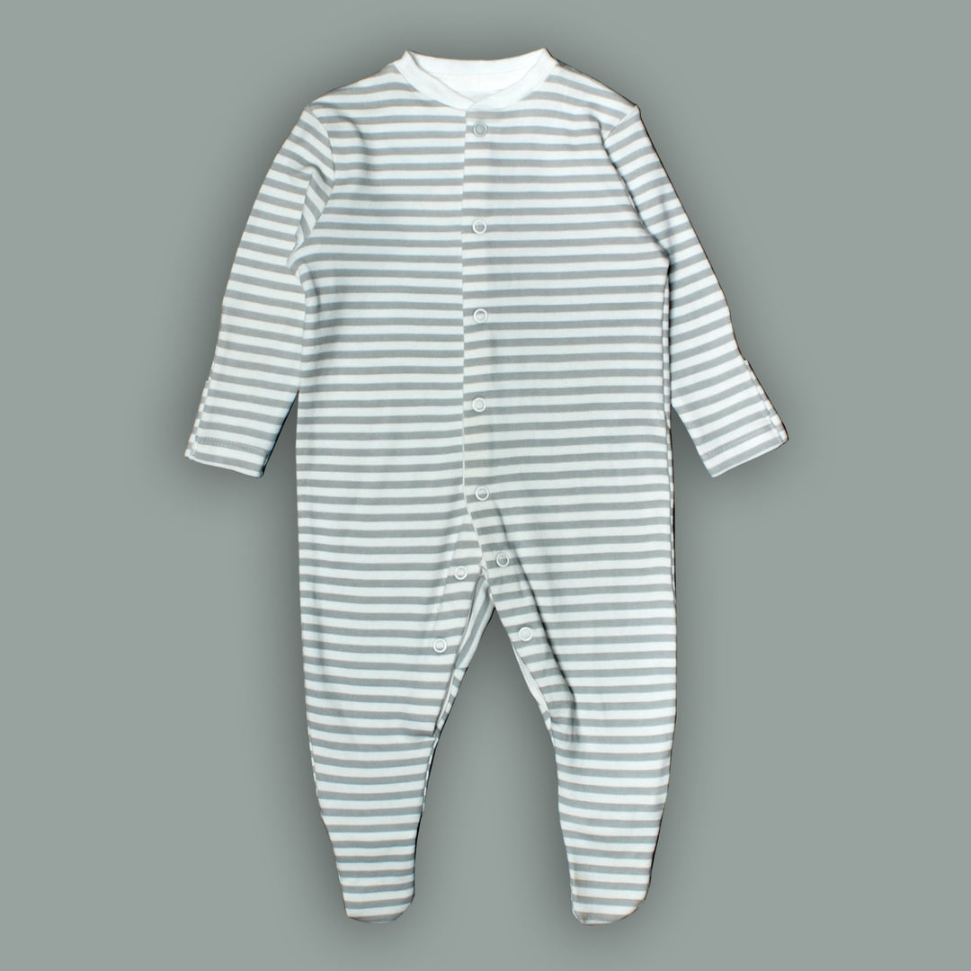NEW GREY STRIPES FULL BODY FULL SLEEVES ROMPERS