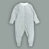 WHITE WITH GREY STRIPES FULL BODY FULL SLEEVES ROMPERS