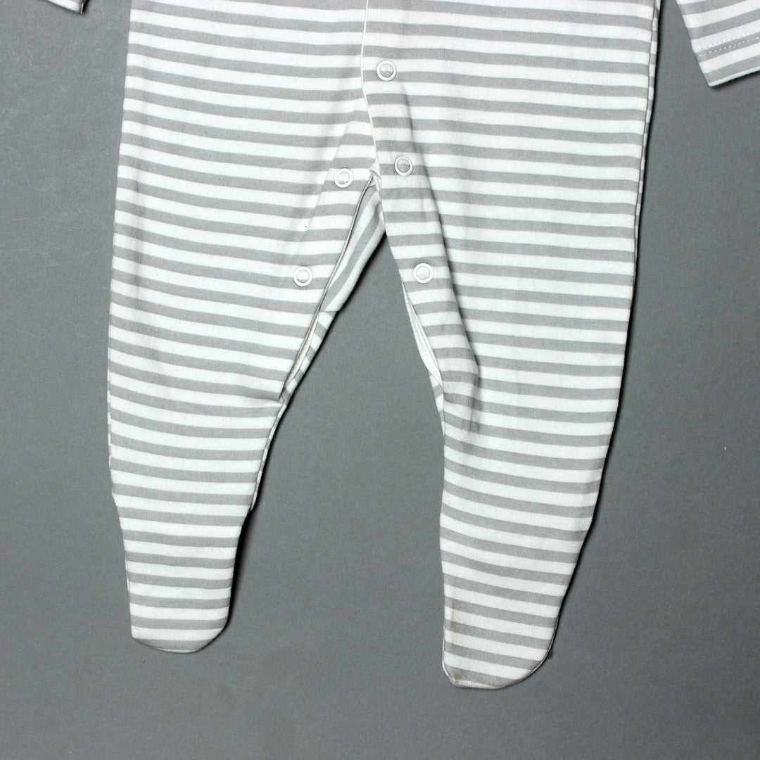 NEW GREY STRIPES FULL BODY FULL SLEEVES ROMPERS
