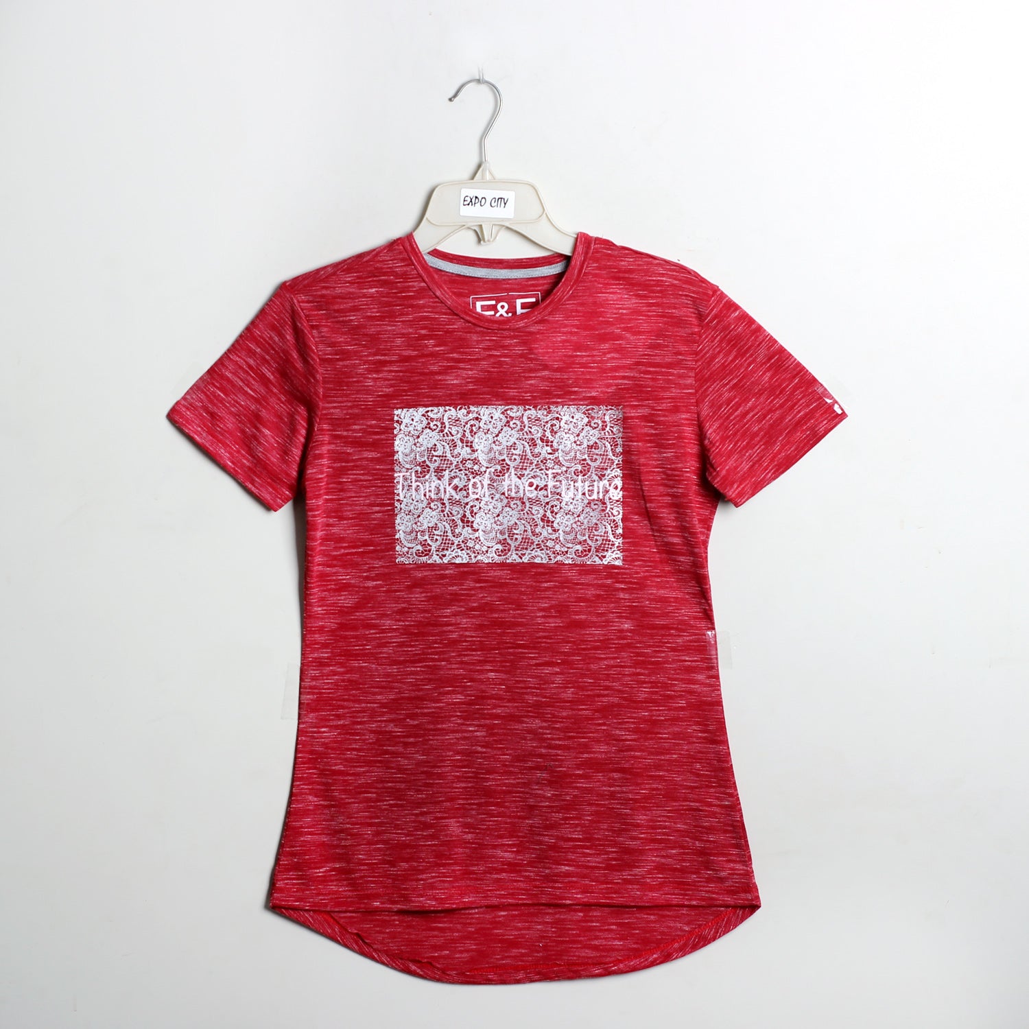 RED THINK OF THE FUTURE PRINTED T-SHIRT - Expo City Main image