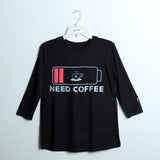 BLACK  NEED COFFEE PRINTED T-SHIRT - Expo City