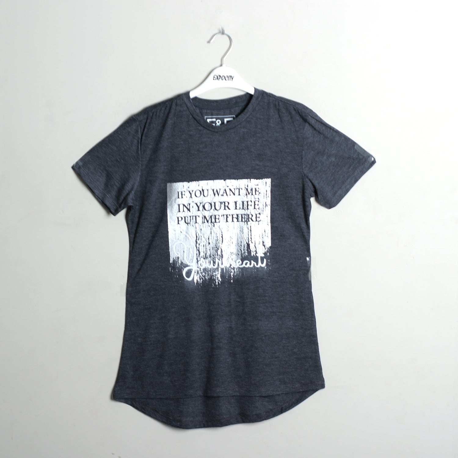 DARK GREY YOUR HEART PRINTED TOP - Expo City Main image
