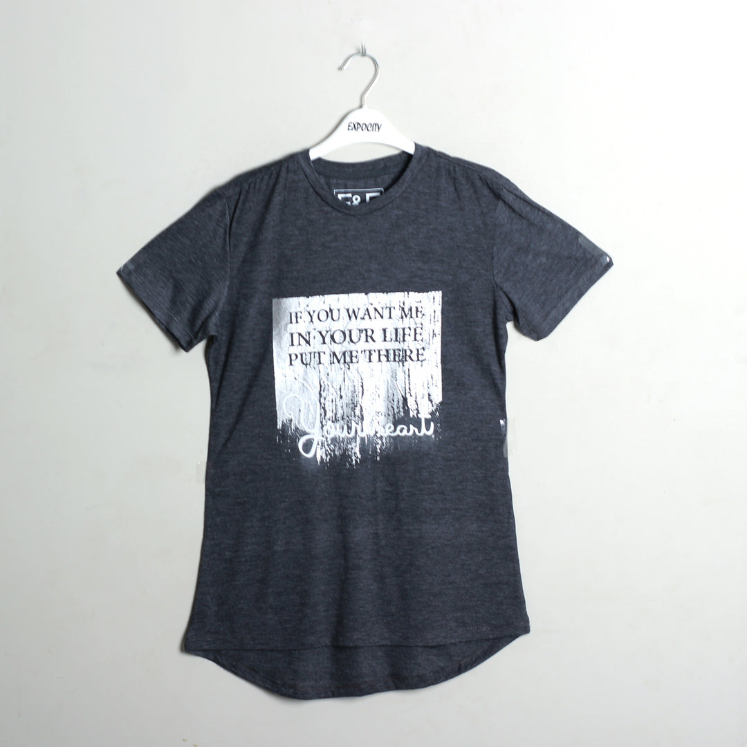 DARK GREY YOUR HEART PRINTED TOP - Expo City