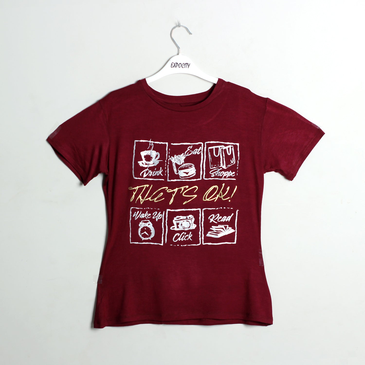 MAROON THAT'S OK PRINTED T-SHIRT - Expo City Main image