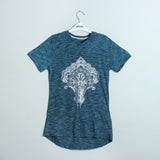 TEAL BLUE LEAF  PRINTED T-SHIRT - Expo City