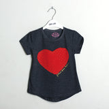 GREY RED HEART T-SHIRT