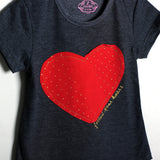 GREY RED HEART T-SHIRT