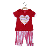 NEW RED WITH PINK TROUSER SNOOZE DREAM LOVE PRINTED SUIT