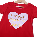 NEW RED WITH PINK TROUSER SNOOZE DREAM LOVE PRINTED SUIT