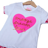 NEW WHITE WITH RED TROUSER SNOOZE DREAM LOVE PRINTED SUIT
