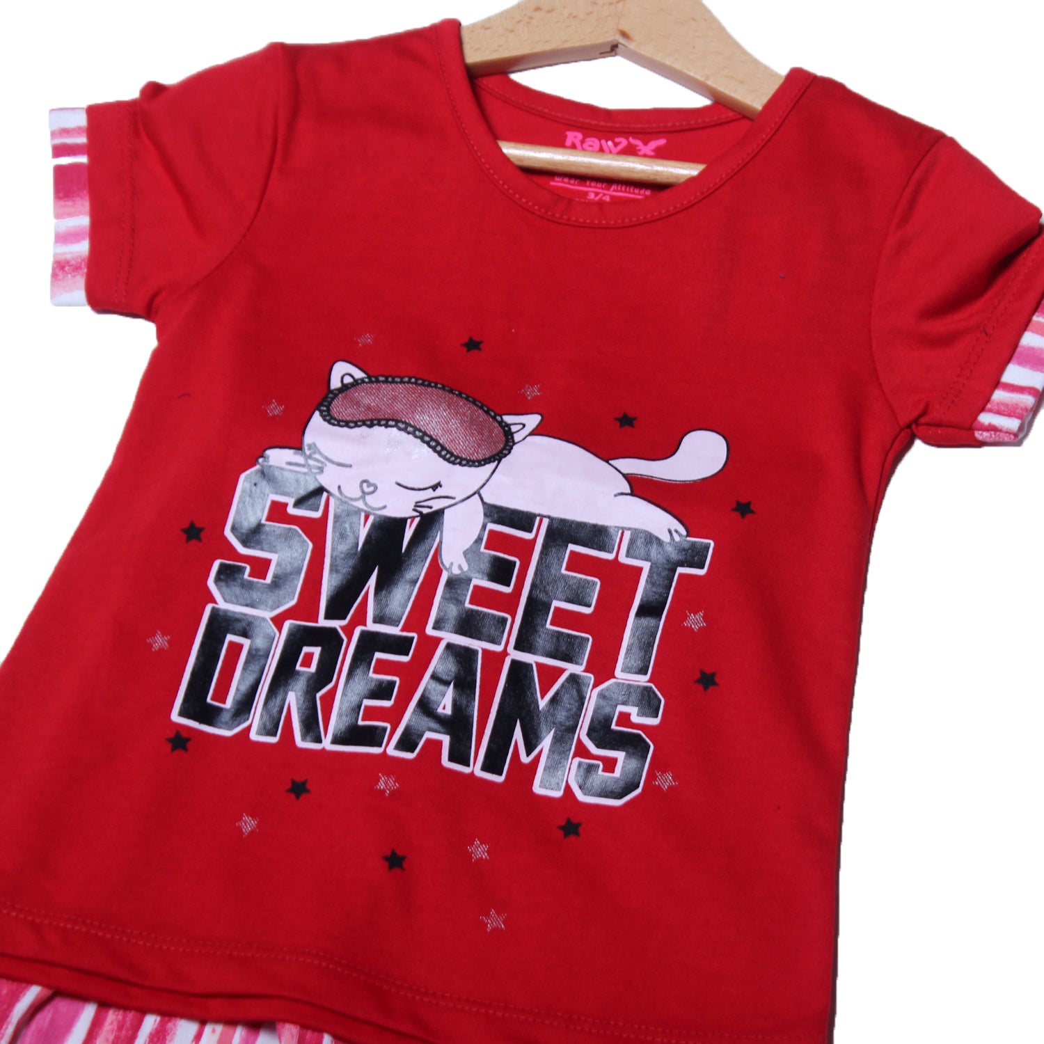 NEW RED WITH PINK TROUSER SWEET DREAMS PRINTED SUIT