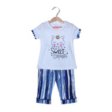 NEW WHITE WITH BLUE TROUSER SWEET DREAM PRINTED SUIT