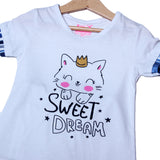 NEW WHITE WITH BLUE TROUSER SWEET DREAM PRINTED SUIT