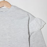 NEW PLAIN GREY WITH FANCY SLEEVES SWEATSHIRT FOR GIRLS