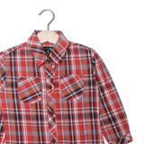 NEW ORANGE DOUBLE POCKET CHECK FULL SLEEVES CASUAL SHIRT FOR BOYS