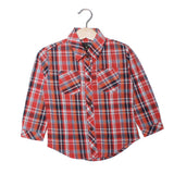 NEW ORANGE DOUBLE POCKET CHECK FULL SLEEVES CASUAL SHIRT FOR BOYS