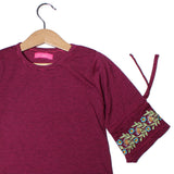NEW PINK STRIPES WITH FLOWERS PRINTED T-SHIRT TOP FOR GIRLS