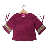 NEW PINK STRIPES WITH FLOWERS PRINTED T-SHIRT TOP FOR GIRLS