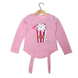 NEW PINK ENJOY DAY CAT PRINTED T-SHIRT TOP FOR GIRLS
