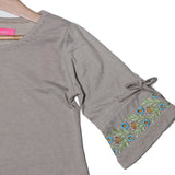 NEW FAWN STRIPES WITH FLOWERS PRINTED T-SHIRT TOP FOR GIRLS