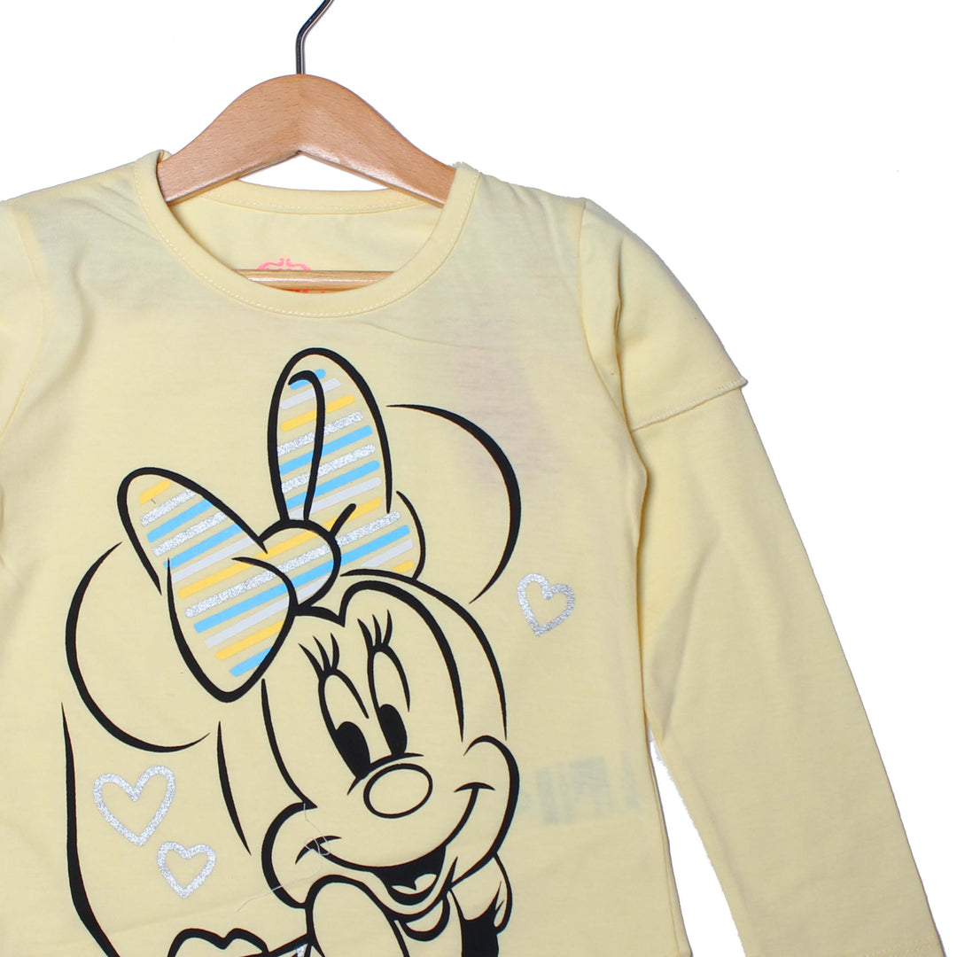 NEW YELLOW MINNIE MOUSE PRINTED T-SHIRT TOP FOR GIRLS