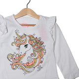 NEW WHITE UNICORN PRINTED T-SHIRT TOP FOR GIRLS