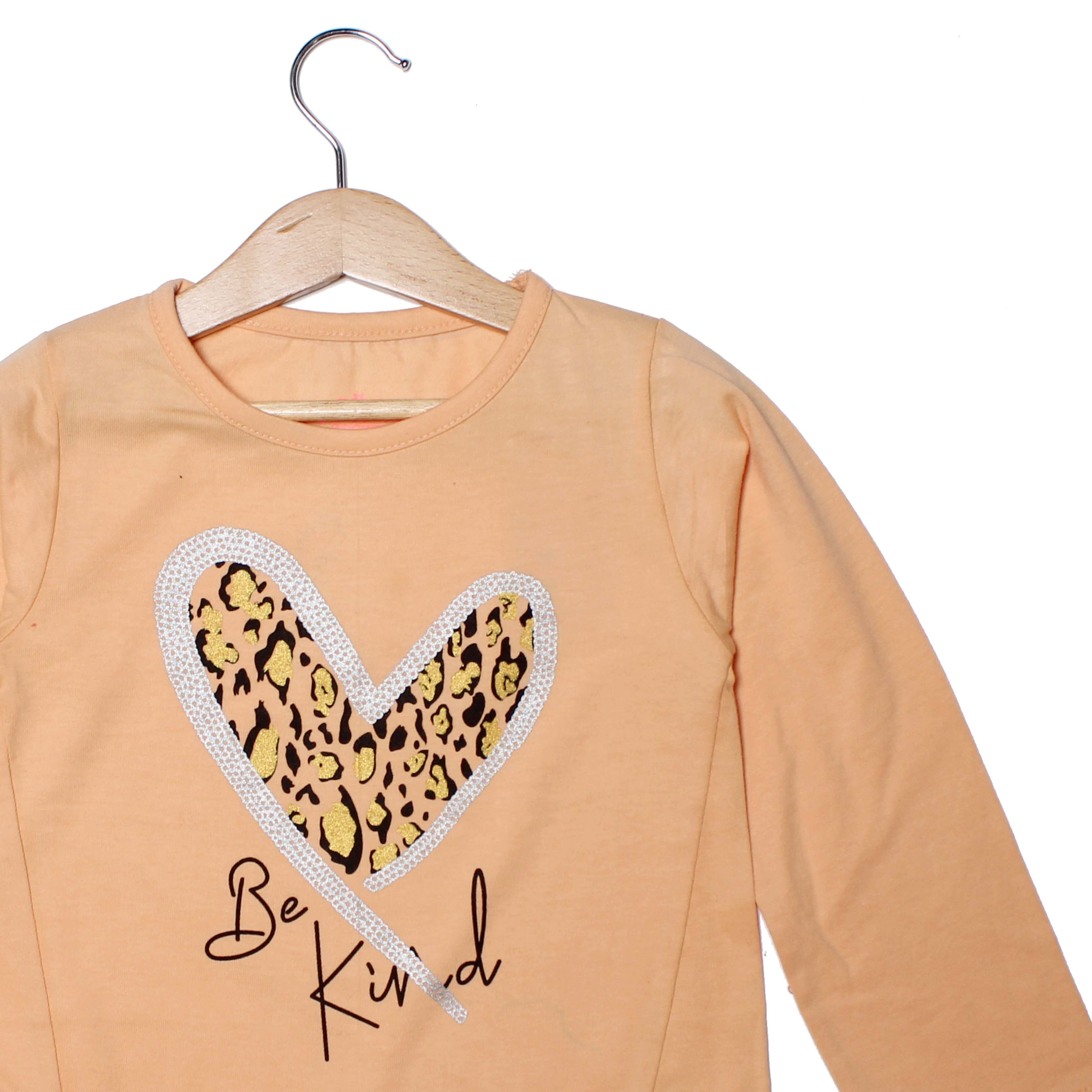 NEW PEACH HEART BE KIND PRINTED T-SHIRT TOP FOR GIRLS