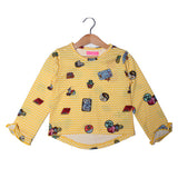 NEW YELLOW PRINTED T-SHIRT TOP FOR GIRLS