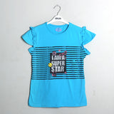 SKY BLUE SUPER STAR STRIPES PRINTED T-SHIRT
