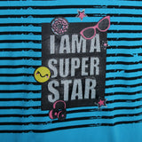 SKY BLUE SUPER STAR STRIPES PRINTED T-SHIRT
