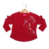 NEW RED UNICORN PRINTED T-SHIRT TOP FOR GIRLS